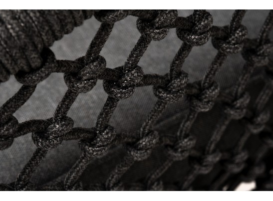 "Канны" кресло плетеное из роупа (узелки), основание дуб, роуп темно-серый круглый, ткань серая в Каменске-Уральском