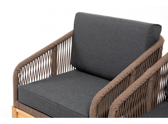 "Канны" лаунж-зона 4-местная из роупа со столиком "Канны" (серый гранит), основание дуб, роуп коричневый в Каменске-Уральском