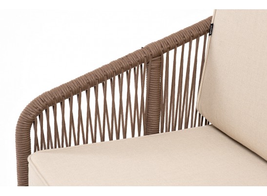 "Канны" лаунж-зона 4-местная из роупа со столом "Гранада" (серый гранит), основание дуб, роуп коричневый, ткань бежевая в Каменске-Уральском