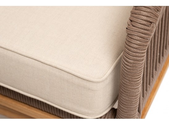 "Канны" лаунж-зона 4-местная из роупа со столом "Гранада" (серый гранит), основание дуб, роуп коричневый, ткань бежевая в Каменске-Уральском