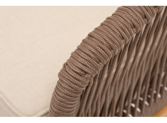 "Канны" лаунж-зона 4-местная из роупа со столом "Гранада" (серый гранит), основание дуб, роуп коричневый, ткань бежевая в Каменске-Уральском