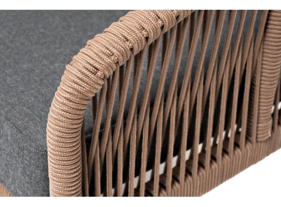 "Канны" лаунж-зона 4-местная из роупа со столом "Верона" (серый гранит), каркас алюминиевый коричневый, роуп коричневый в Каменске-Уральском