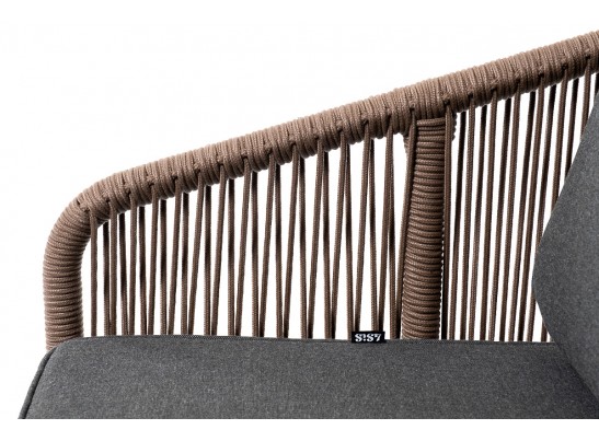 "Канны" лаунж-зона 4-местная из роупа со столом "Верона" (серый гранит), каркас алюминиевый коричневый, роуп коричневый в Каменске-Уральском