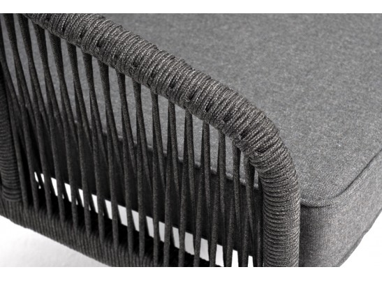 "Канны" правый модуль плетеный из роупа, каркас алюминий темно-серый (RAL7024) муар, роуп темно-серый круглый, ткань темно-серая 027 в Каменске-Уральском