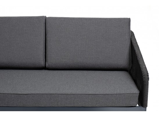 "Канны" правый модуль плетеный из роупа, каркас алюминий темно-серый (RAL7024) муар, роуп темно-серый круглый, ткань темно-серая 027 в Каменске-Уральском