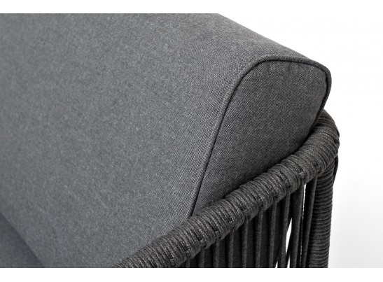 "Канны" правый модуль плетеный из роупа, каркас алюминий темно-серый (RAL7024) муар, роуп темно-серый круглый, ткань темно-серая 027 в Каменске-Уральском