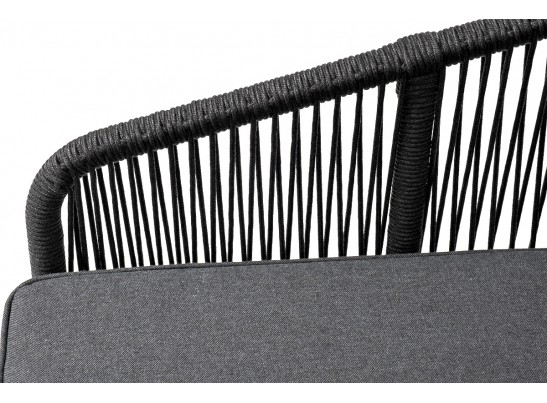 "Канны" правый модуль плетеный из роупа, каркас алюминий темно-серый (RAL7024) муар, роуп темно-серый круглый, ткань темно-серая 027 в Каменске-Уральском