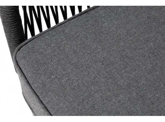 "Канны" правый модуль плетеный из роупа, каркас алюминий темно-серый (RAL7024) муар, роуп темно-серый круглый, ткань темно-серая 027 в Каменске-Уральском