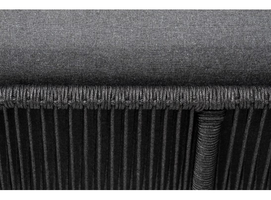 "Канны" угловой модуль плетеный из роупа, каркас алюминий темно-серый (RAL7024) муар, роуп темно-серый круглый, ткань темно-серая 027 в Каменске-Уральском