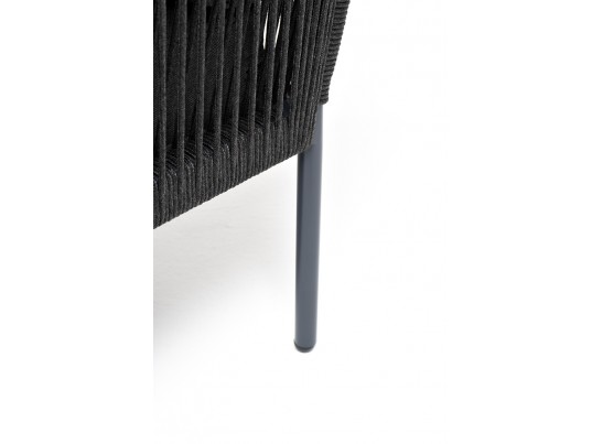 "Канны" угловой модуль плетеный из роупа, каркас алюминий темно-серый (RAL7024) муар, роуп темно-серый круглый, ткань темно-серая 027 в Каменске-Уральском