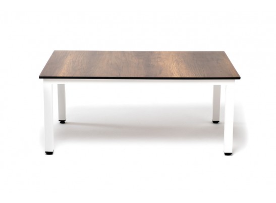 "Канны" журнальный столик из HPL 90х60, H40, каркас белый, цвет столешницы "дуб" в Каменске-Уральском