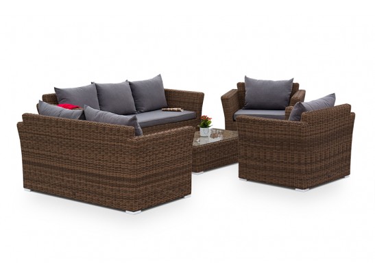 "Капучино" диван из искусственного ротанга трехместный, цвет коричневый в Каменске-Уральском