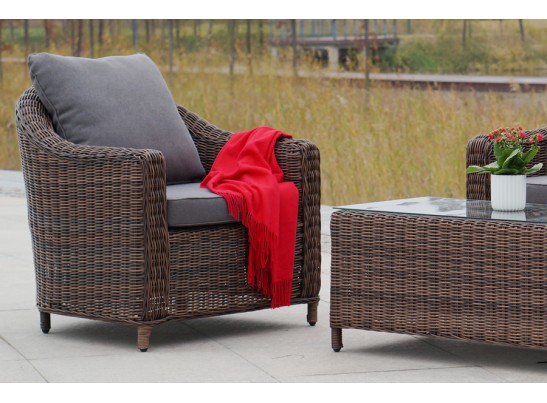 "Кон Панна" кресло из искусственного ротанга, цвет коричневый в Каменске-Уральском