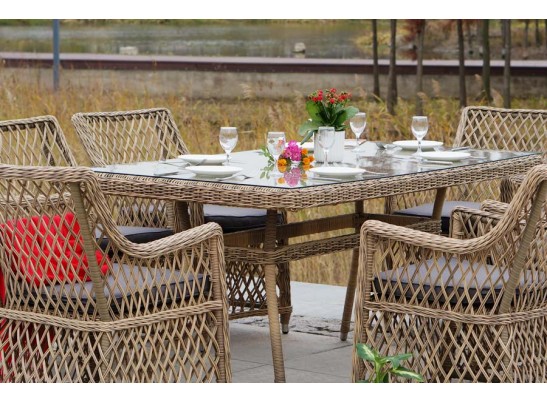 "Латте" обеденная группа плетеная, цвет соломенный в Каменске-Уральском