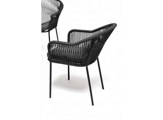 "Лион" обеденная группа на 4 персоны со стульями "Лион" темно-серый, круглый стол "серый гранит" в Каменске-Уральском