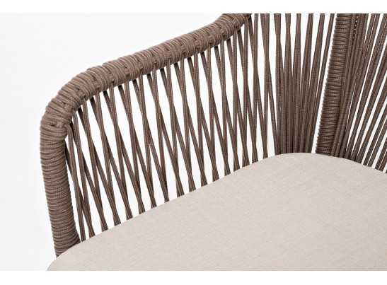 "Лион" стул плетеный из роупа, каркас из стали коричневый, роуп коричневый, ткань бежевая в Каменске-Уральском