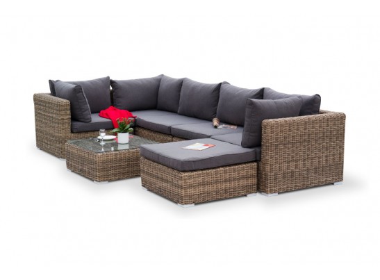 "Лунго" трансформирующаяся лаунж-зона из искусственного ротанга, цвет соломенный в Каменске-Уральском