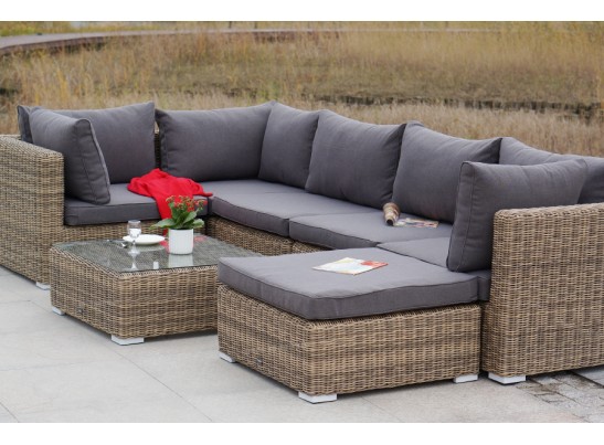 "Лунго" трансформирующаяся лаунж-зона из искусственного ротанга, цвет соломенный в Каменске-Уральском