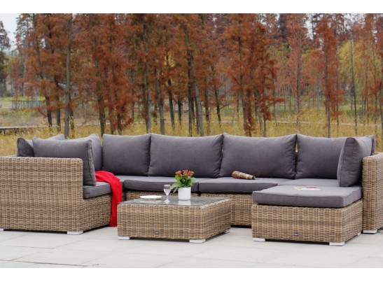 "Лунго" трансформирующийся диван из искусственного ротанга, цвет соломенный в Каменске-Уральском