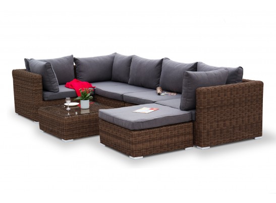 "Лунго" трансформирующаяся лаунж-зона из искусственного ротанга, цвет коричневый в Каменске-Уральском