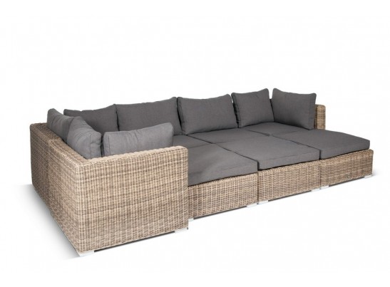 "Лунго" плетеная оттоманка с подушкой, цвет соломенный в Каменске-Уральском