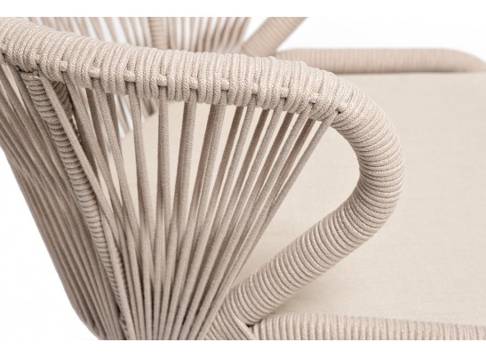 "Малага" обеденная группа на 4 персоны со стульями "Милан", каркас белый, роуп бежевый в Каменске-Уральском