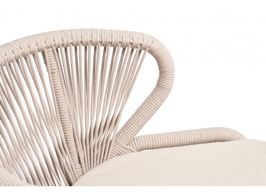 "Малага" обеденная группа на 4 персоны со стульями "Милан", каркас белый, роуп бежевый в Каменске-Уральском