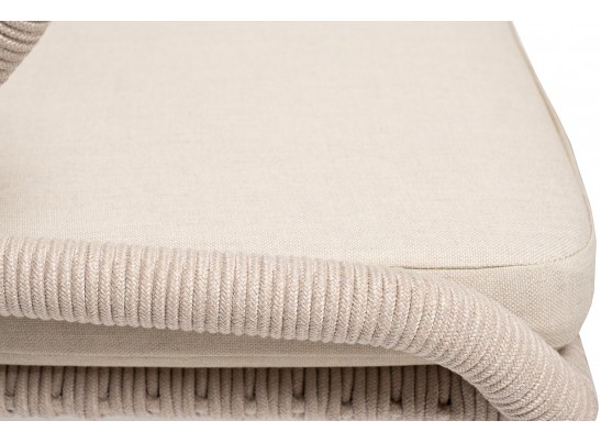 "Малага" обеденная группа на 4 персоны со стульями "Милан", каркас белый, роуп бежевый в Каменске-Уральском