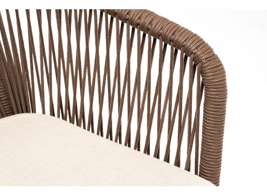 "Марсель" стул плетеный из роупа, каркас алюминий белый, роуп коричневый, ткань бежевая в Каменске-Уральском