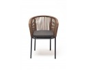 "Марсель" стул плетеный из роупа, каркас алюминий темно-серый, роуп коричневый, ткань серая в Каменске-Уральском