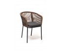 "Марсель" стул плетеный из роупа, каркас алюминий темно-серый, роуп коричневый, ткань серая в Каменске-Уральском
