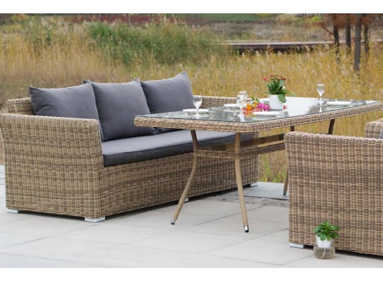 "Моккачино" обеденная группа из искусственного ротанга, цвет соломенный в Каменске-Уральском