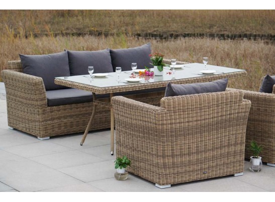"Моккачино" обеденная группа из искусственного ротанга, цвет соломенный в Каменске-Уральском