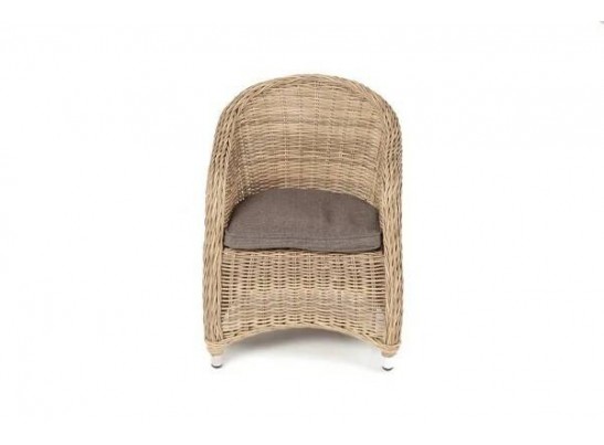 "Равенна" плетеное кресло из искусственного ротанга, цвет соломенный с серой подушкой в Каменске-Уральском