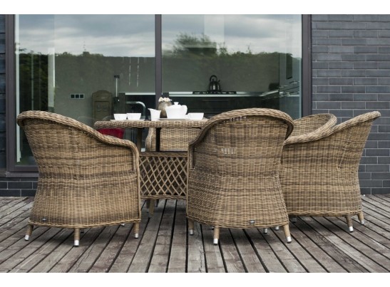 "Равенна" плетеное кресло из искусственного ротанга, цвет соломенный с серой подушкой в Каменске-Уральском