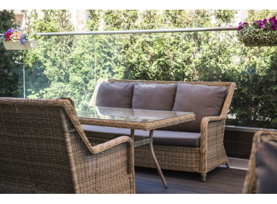 "Гляссе" лаунж-зона из искусственного ротанга, цвет соломенный в Каменске-Уральском