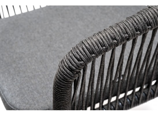 "Венето" обеденная группа на 6 персон со стульями "Марсель", каркас темно-серый, роуп темно-серый в Каменске-Уральском