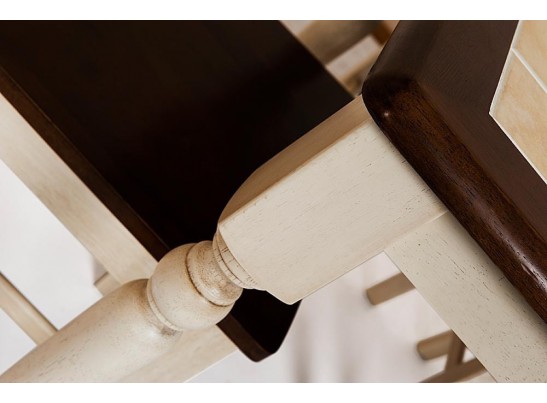 Стол с плиткой CT 3045P (дерево гевея/Античный белый) в Каменске-Уральском