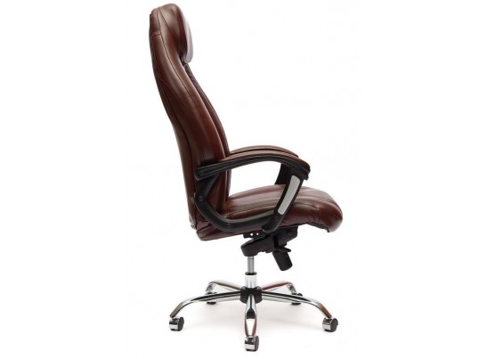 Кресло BOSS люкс хром (кожзам/коричневый/перфорированный) в Каменске-Уральском