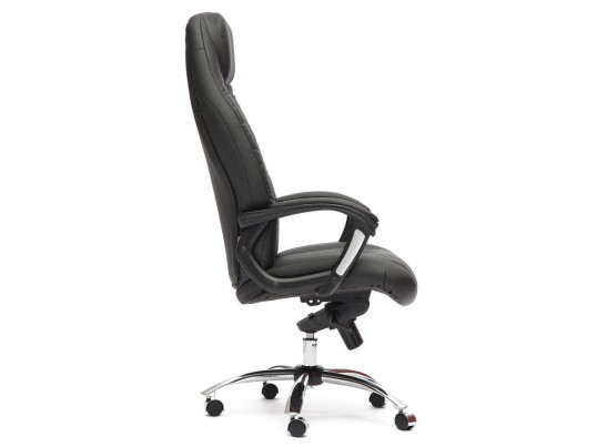 Кресло BOSS люкс хром (кожзам/черный/перфорированный) в Каменске-Уральском