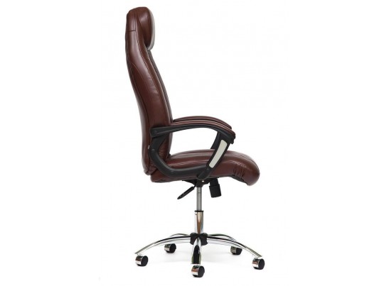 Кресло BOSS хром (кожзам/коричневый) в Каменске-Уральском