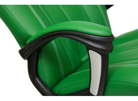 Кресло BOSS хром (кожзам/зеленый/перфорированный) в Каменске-Уральском