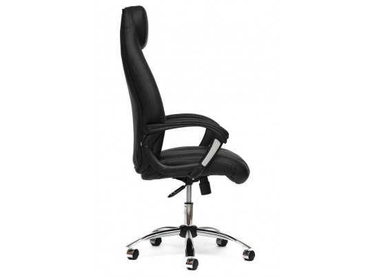 Кресло BOSS хром (кожзам/черный/перфорированный) в Каменске-Уральском