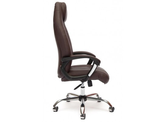 Кресло BOSS хром (кожзам/коричневый/перфорированный) в Каменске-Уральском