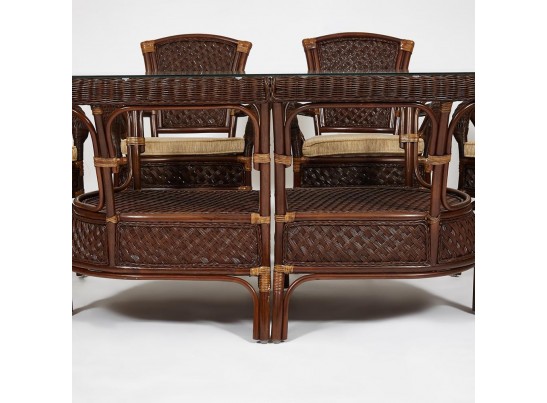 Комплект обеденный "ANDREA GRAND" (стол со стеклом+6 кресел+ подушки)