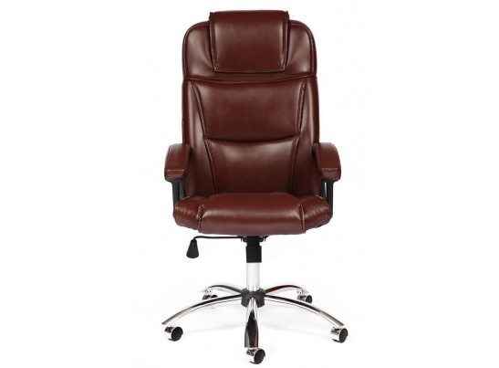 Кресло BERGAMO хром (кожзам/коричневый/светлый) в Каменске-Уральском