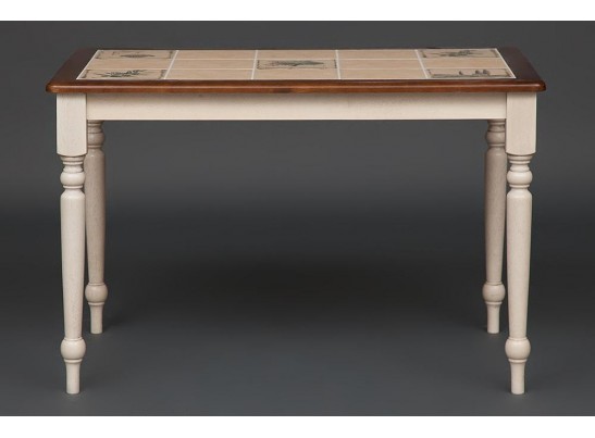 Стол с плиткой CT 3045P (дерево гевея/Античный белый/Малайзия) в Каменске-Уральском