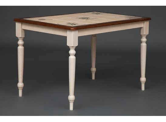 Стол с плиткой CT 3045P (дерево гевея/Античный белый/Малайзия) в Каменске-Уральском