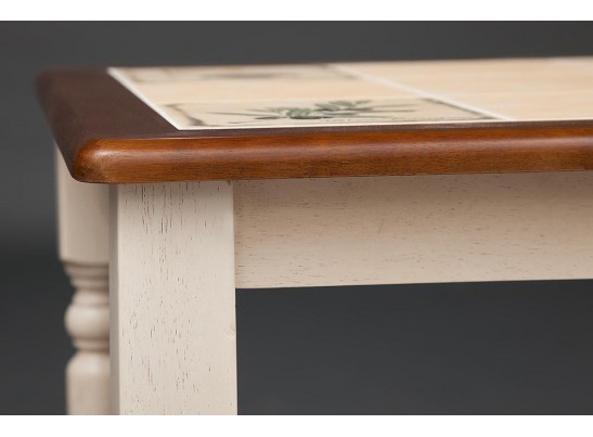 Стол с плиткой CT 3045P (дерево гевея/Античный белый/Малайзия) в Каменске-Уральском