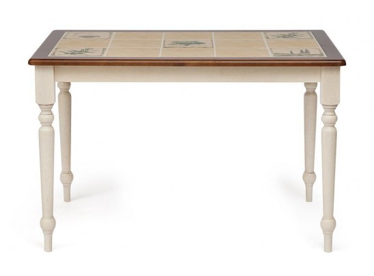 Стол с плиткой CT 3045P (дерево гевея/Античный белый/Малайзия) в Каменске-Уральском